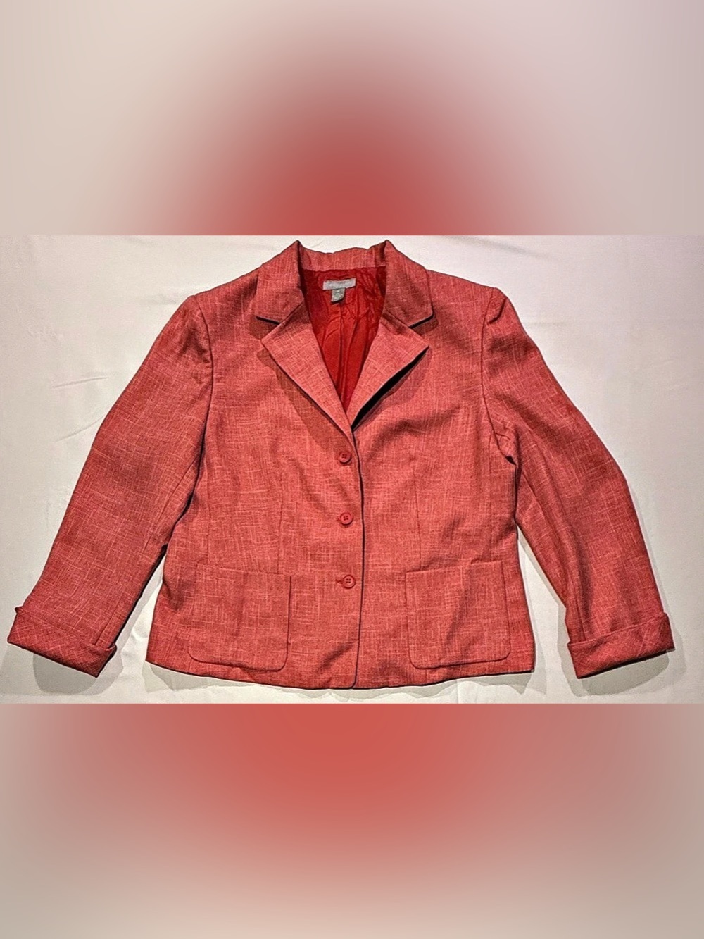 Investments Women’s Size 14 Coral Textured Single-Breasted Blazer Jacket